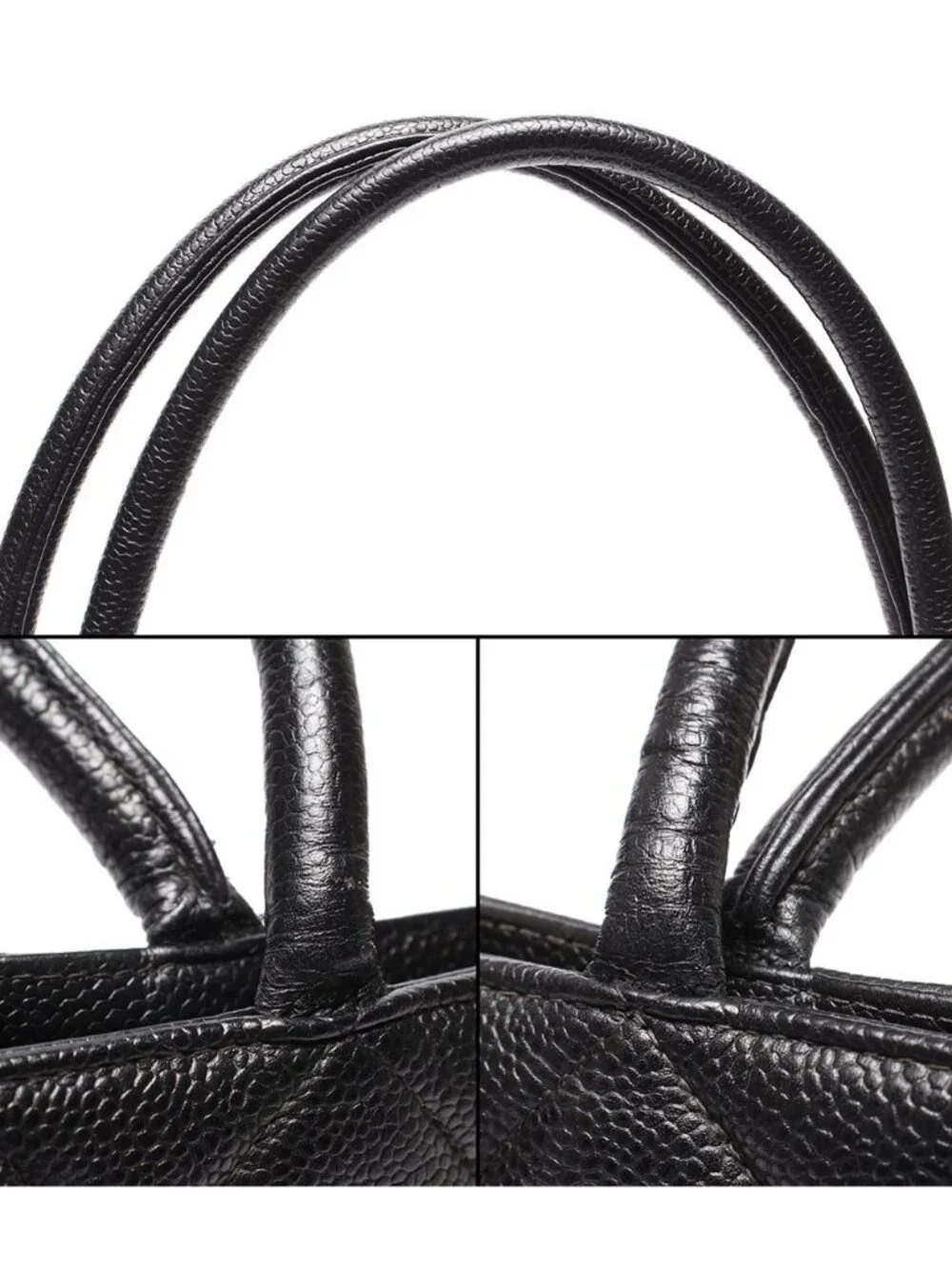Chanel Tote Bag Silver Caviar Leather Quilted Reissue
